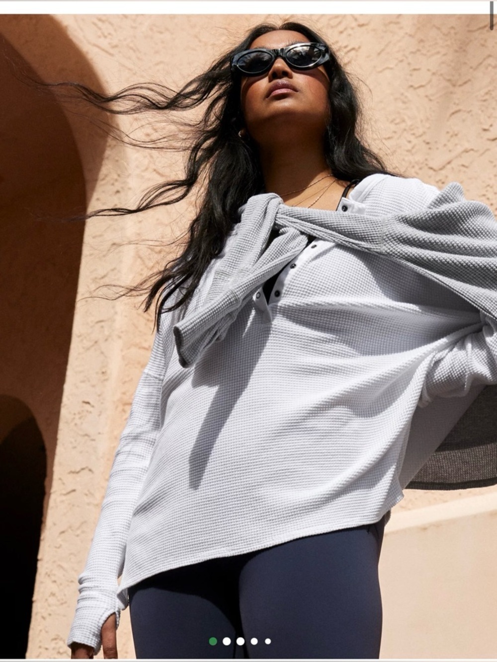 Aerie WAffle Henley T-Shirt in White , Small